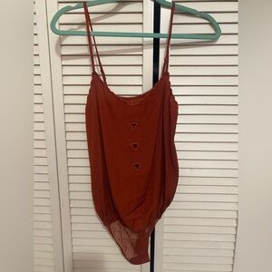 Free People Rust Camisole with Triangle Cutouts